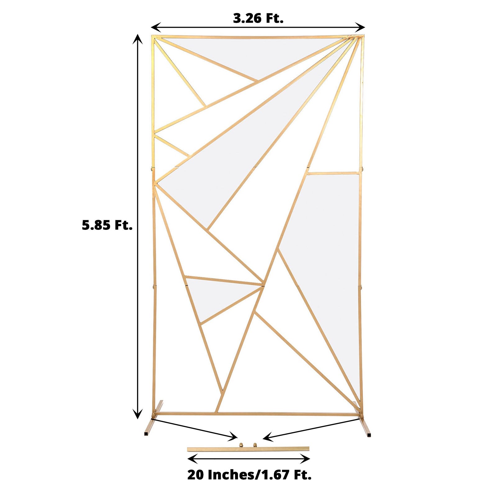 Gold Colored Metal Geometric Rectangle Backdrop Floor and Flower Stand with Cloudy Film Insert