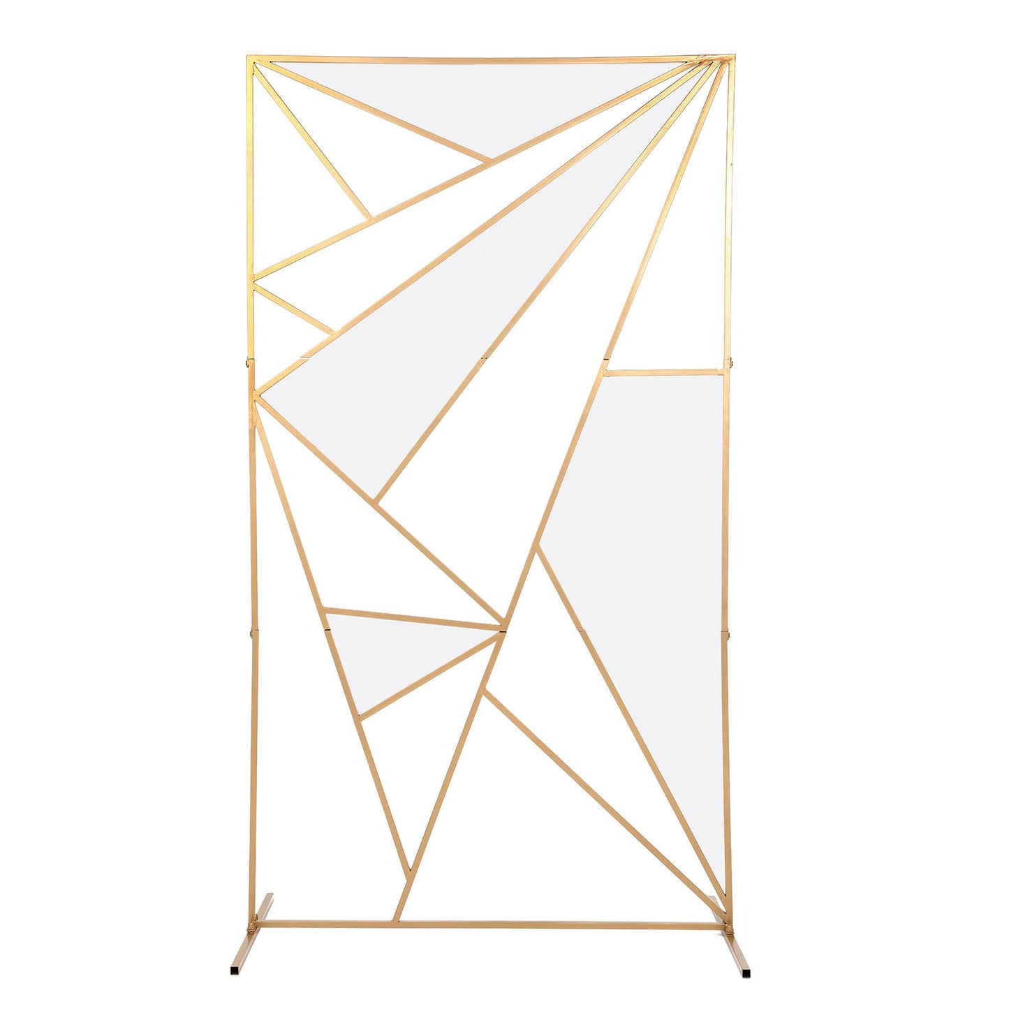Metal Rectangle 6 Feet Tall Cloudy Film Inserted Gold Geometric Backdrop Floor and Flower Stand#whtbkgd 