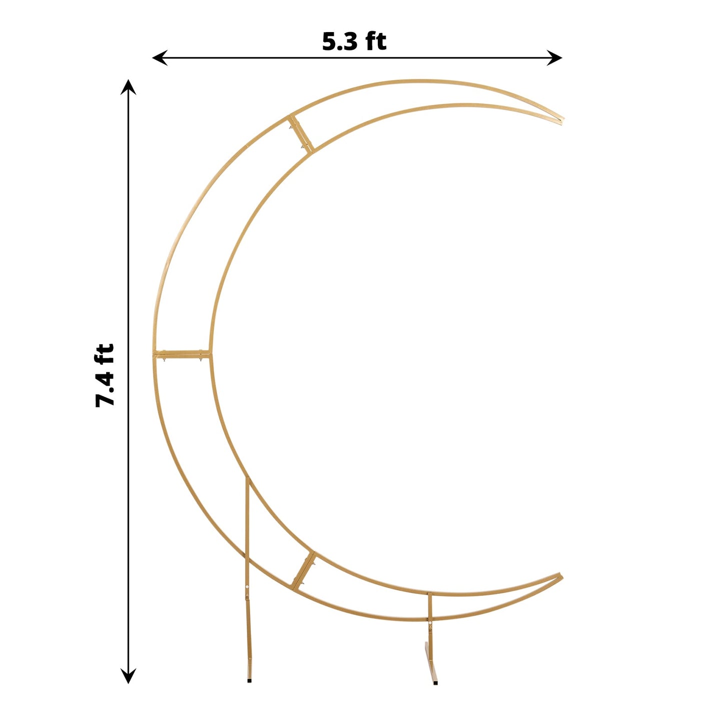 7.5 Feet Gold Metal Crescent Moon Curved Arch Frame