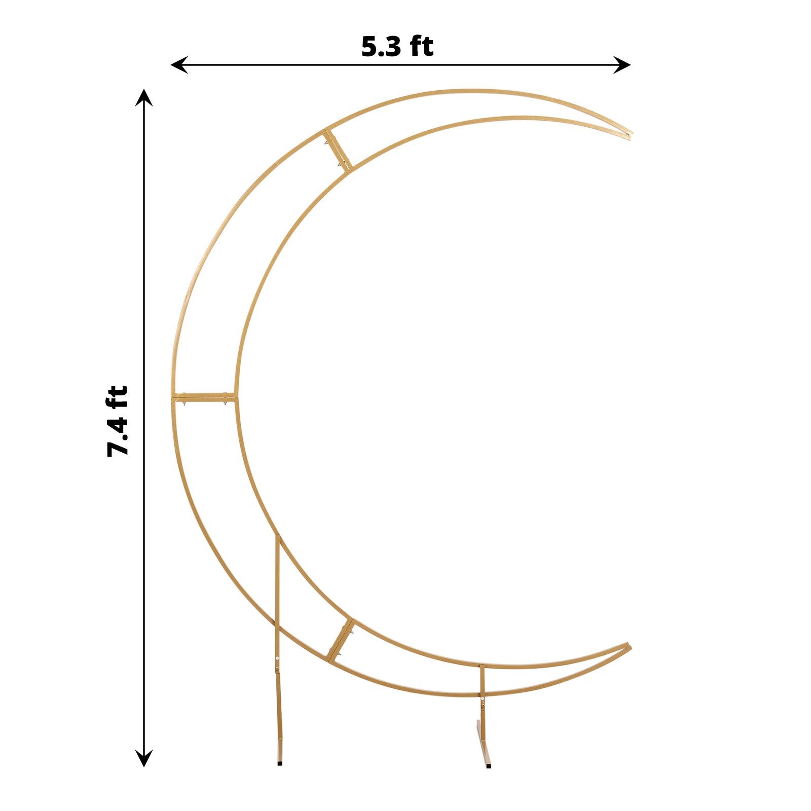 7.5 Feet Gold Metal Crescent Moon Curved Arch Frame