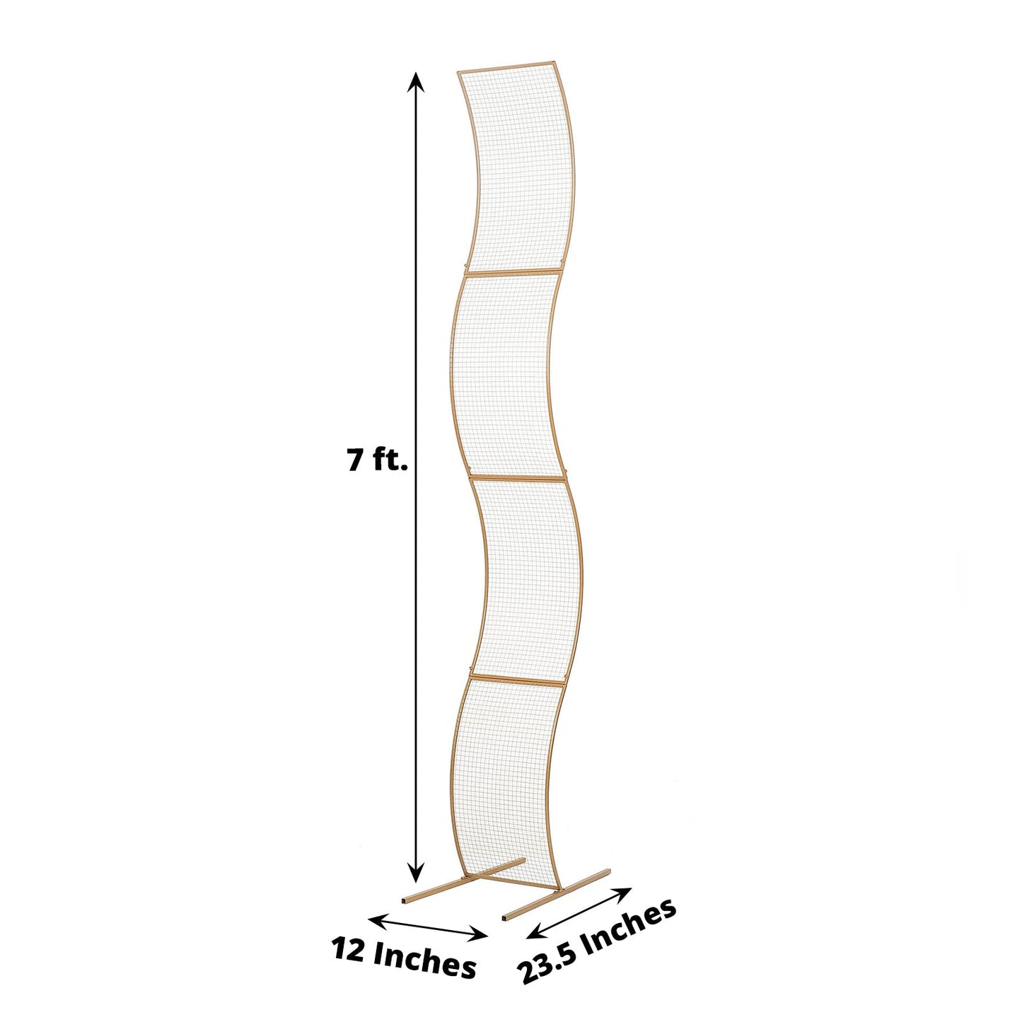 7ft Gold Metal Lattice Grid Design Wavy Flower Frame Backdrop Stand