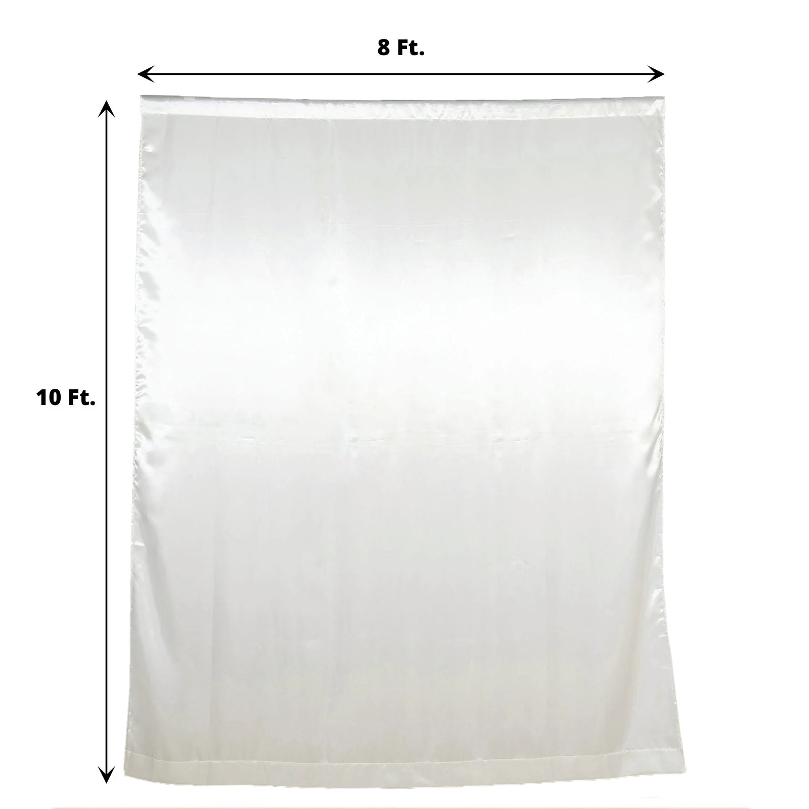 Ivory satin event curtain drapes, 8ft x 10ft backdrop panel.