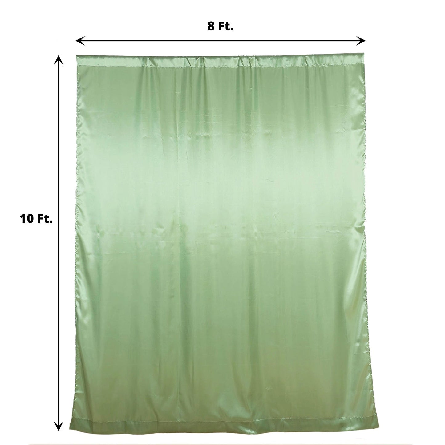 8ftx10ft sage green satin event curtain drapes, backdrop panel.