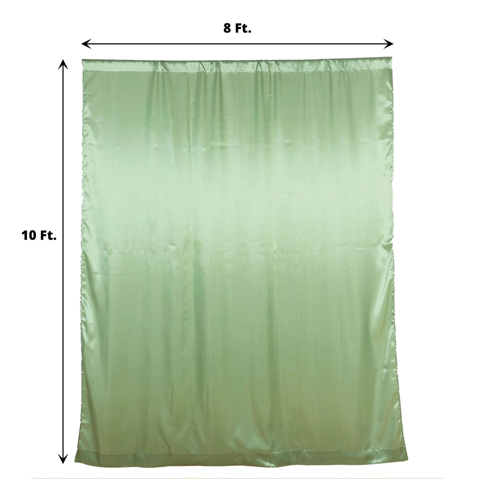 8ftx10ft sage green satin event curtain drapes, backdrop panel.