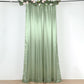 Sage green satin event curtain drapes backdrop panel.