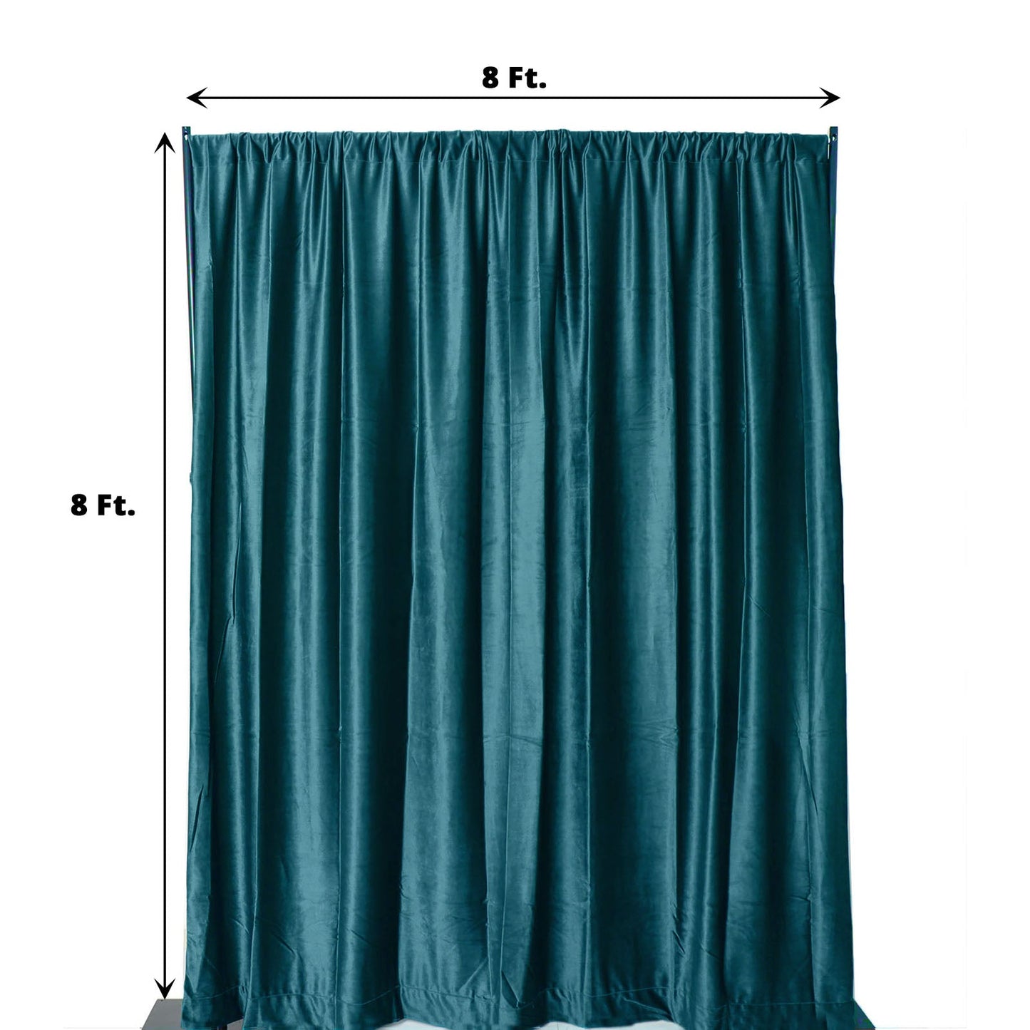8 Feet Peacock Teal Curtain Panel In Velvet Drape