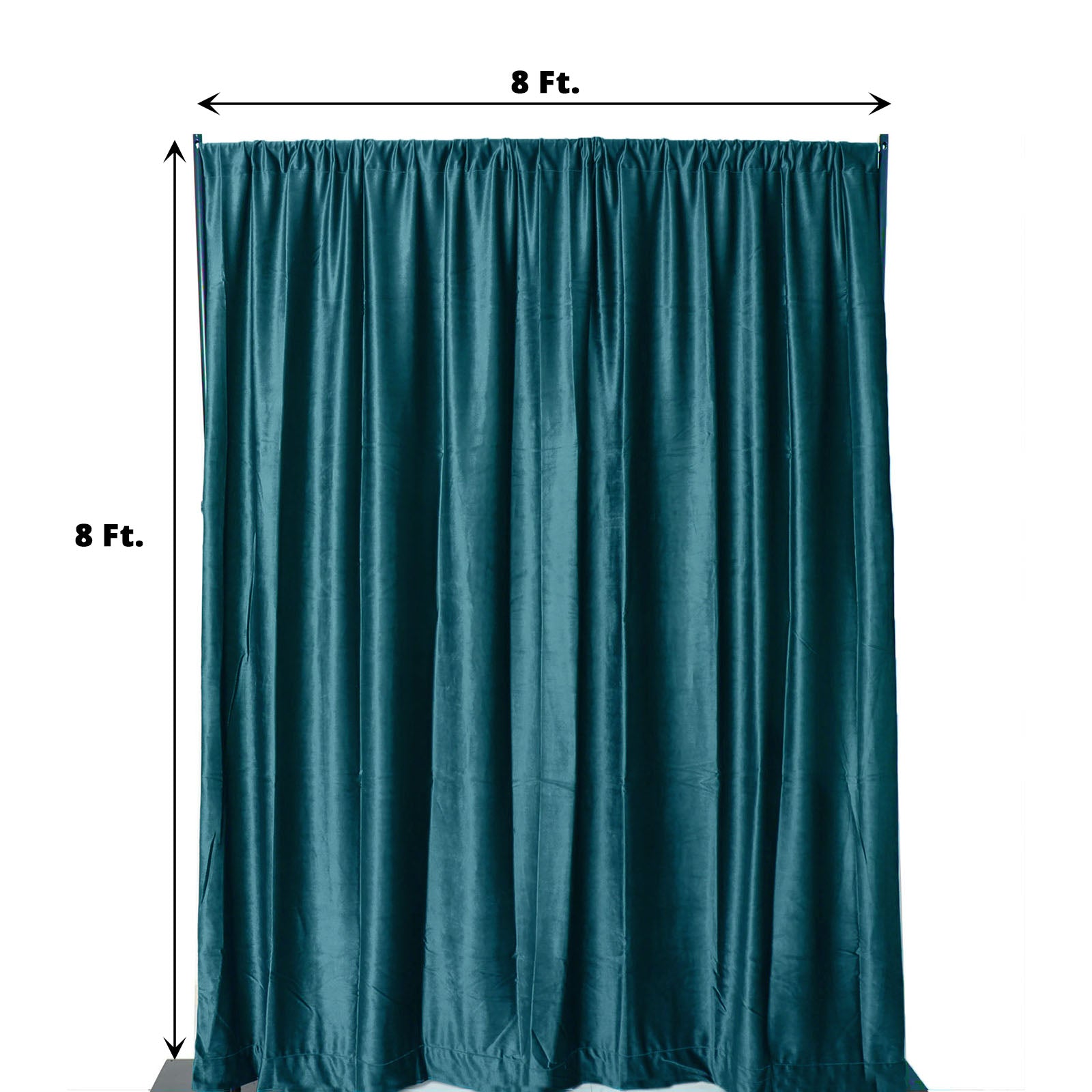 8 Feet Peacock Teal Curtain Panel In Velvet Drape