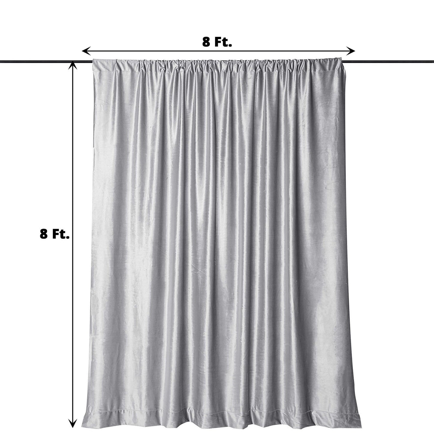 Silver Velvet Premium Fabric 8 Feet Backdrop Stand Curtain Panel