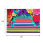 Colorful Cinco De Mayo fiesta backdrop with vibrant flowers and striped pattern.