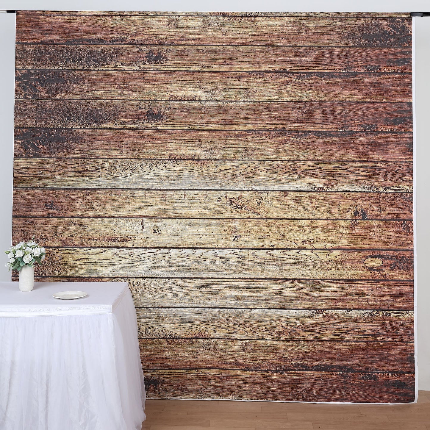 Vintage brown wood panel backdrop for photography and photo booths.