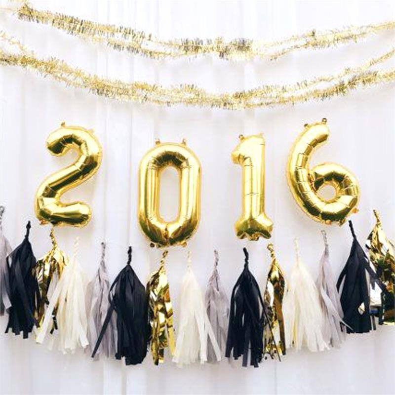 Gold Metallic 0-9 Number Mylar Foil Air And Helium Balloons 40 Inch