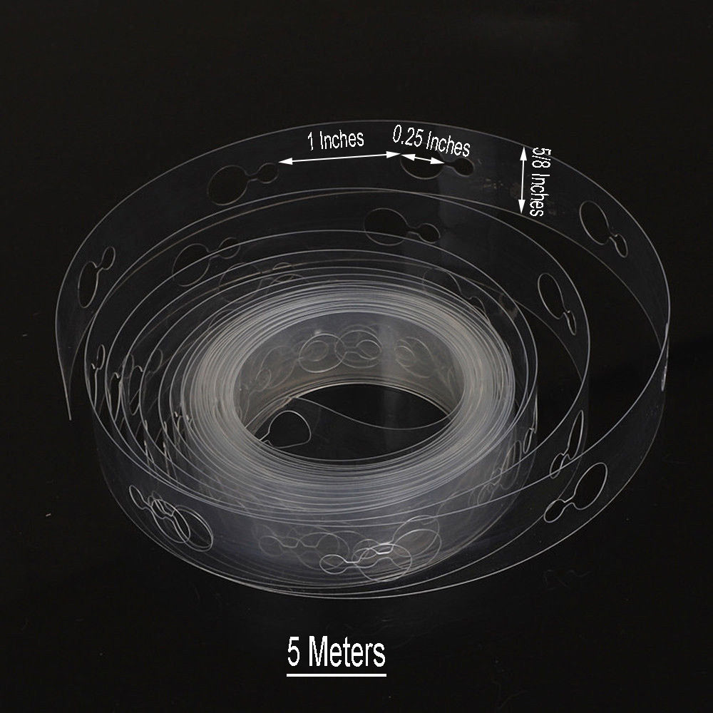 Clear balloon decorating strip tape for creating garlands, 16ft long.