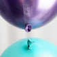Purple and teal balloon decorating strip tape with clips for garlands.