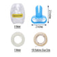Clear balloon arch kit components including decorating strips, tie tool, glue dots, and ribbon.