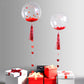 Clear fully transparent PVC bubble balloons with red accents.