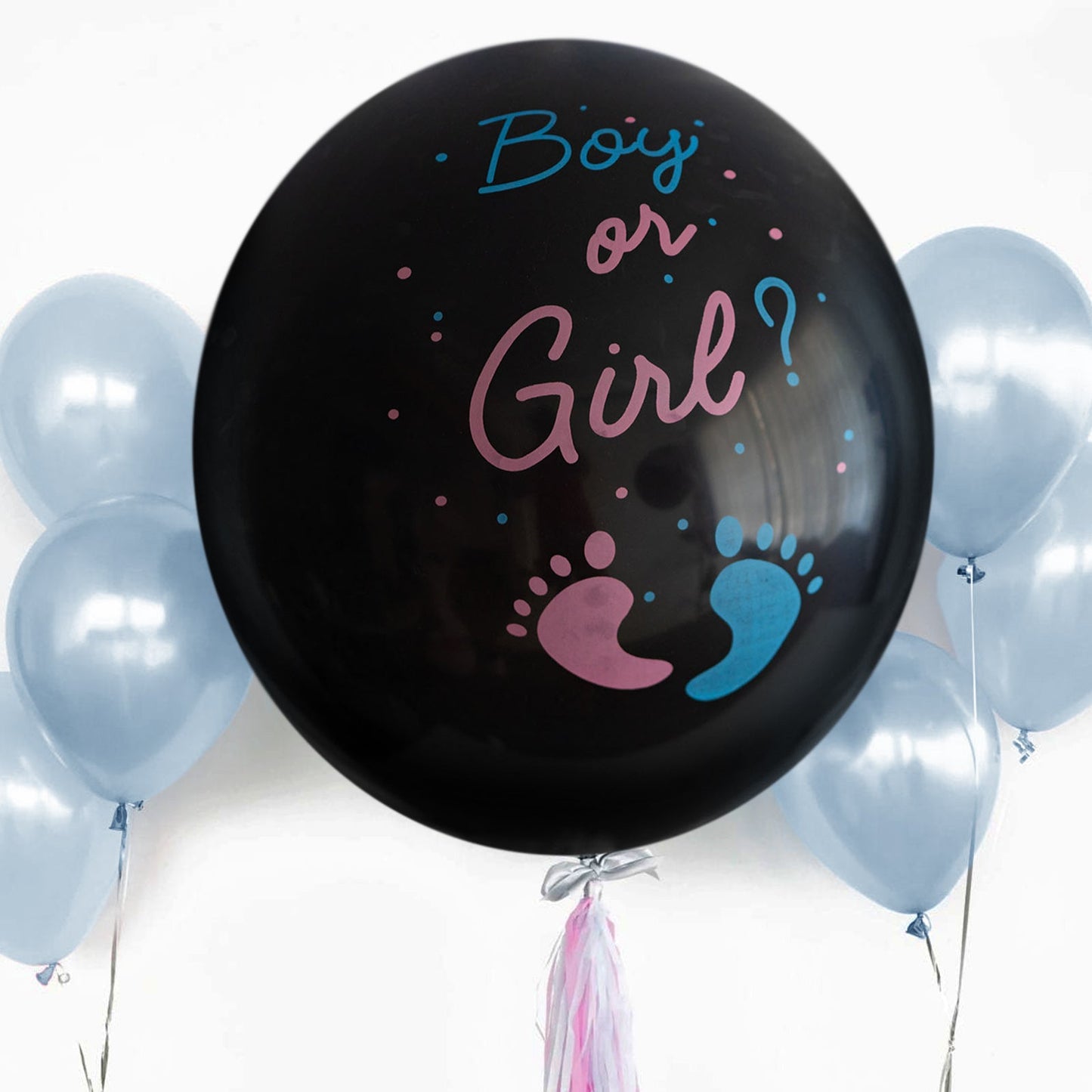 Blue confetti filled balloon for gender reveal party.