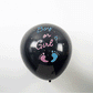 Black balloon with pink and blue "Boy or Girl?" print.