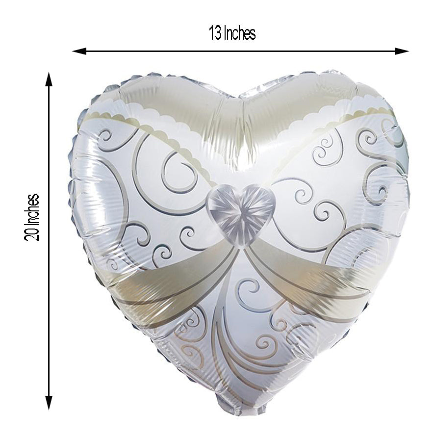 1 Pair | 20inch Heart Shaped Bride & Groom Mylar Foil Helium/Air Balloons