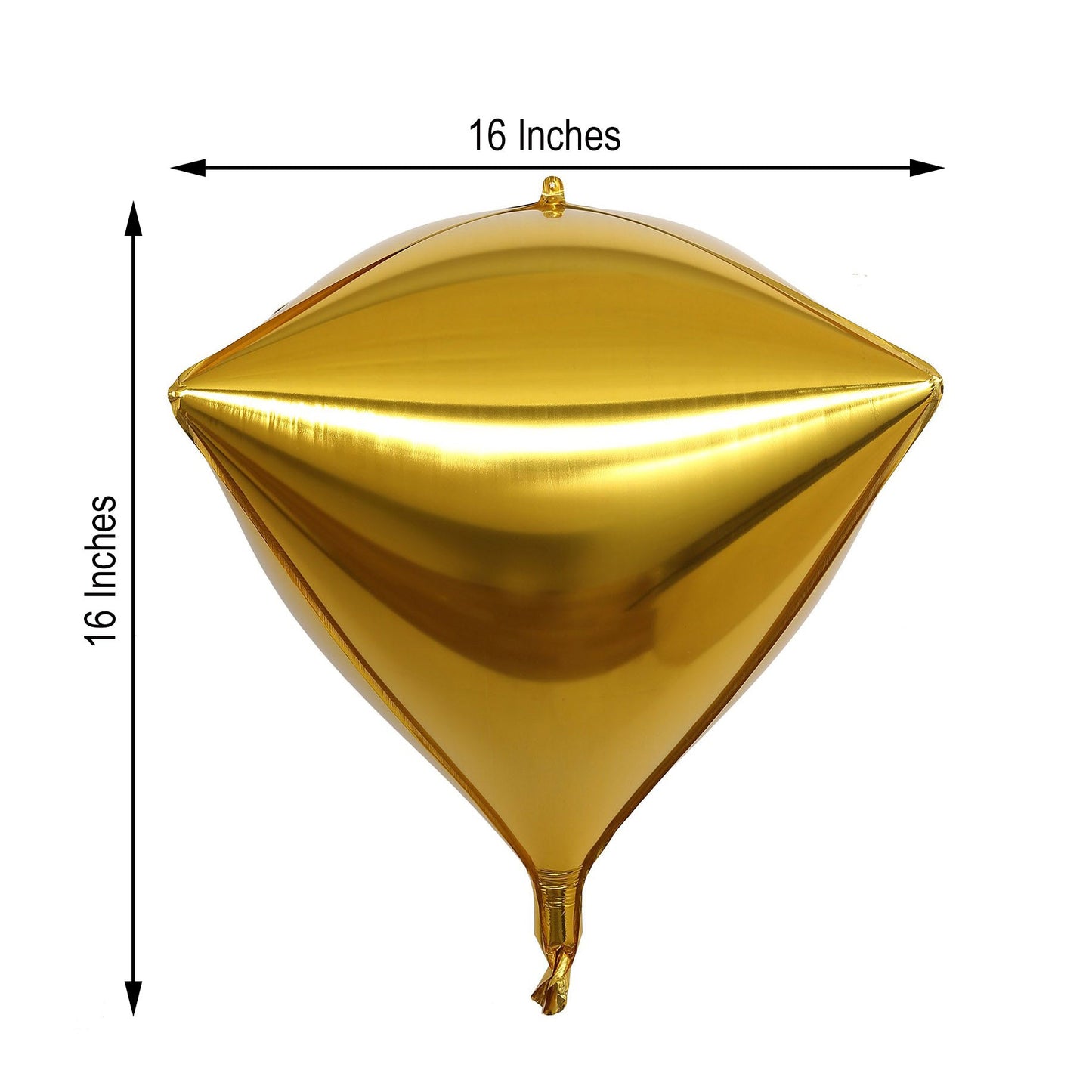 16" shiny gold 4D diamond self-sealing reusable foil balloon.