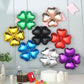 Shiny silver four leaf clover shaped mylar foil balloons, 15 inches, 10 pack.
