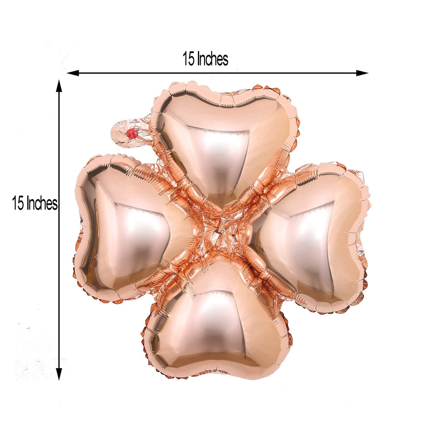 10 Pack | 15inches Rose Gold Four Leaf Clover Shaped Mylar Foil Balloons