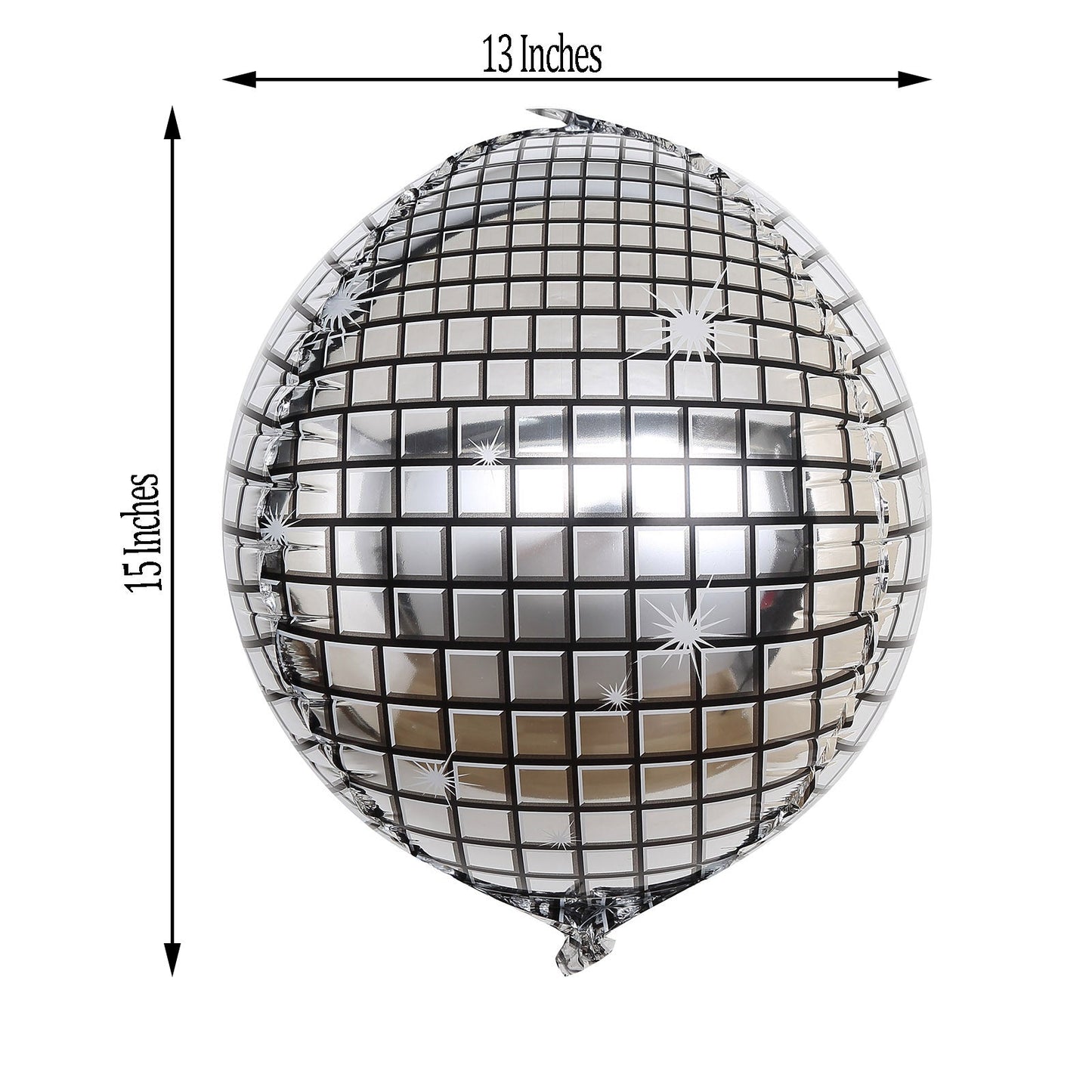 15" mirrored silver disco ball foil helium balloon