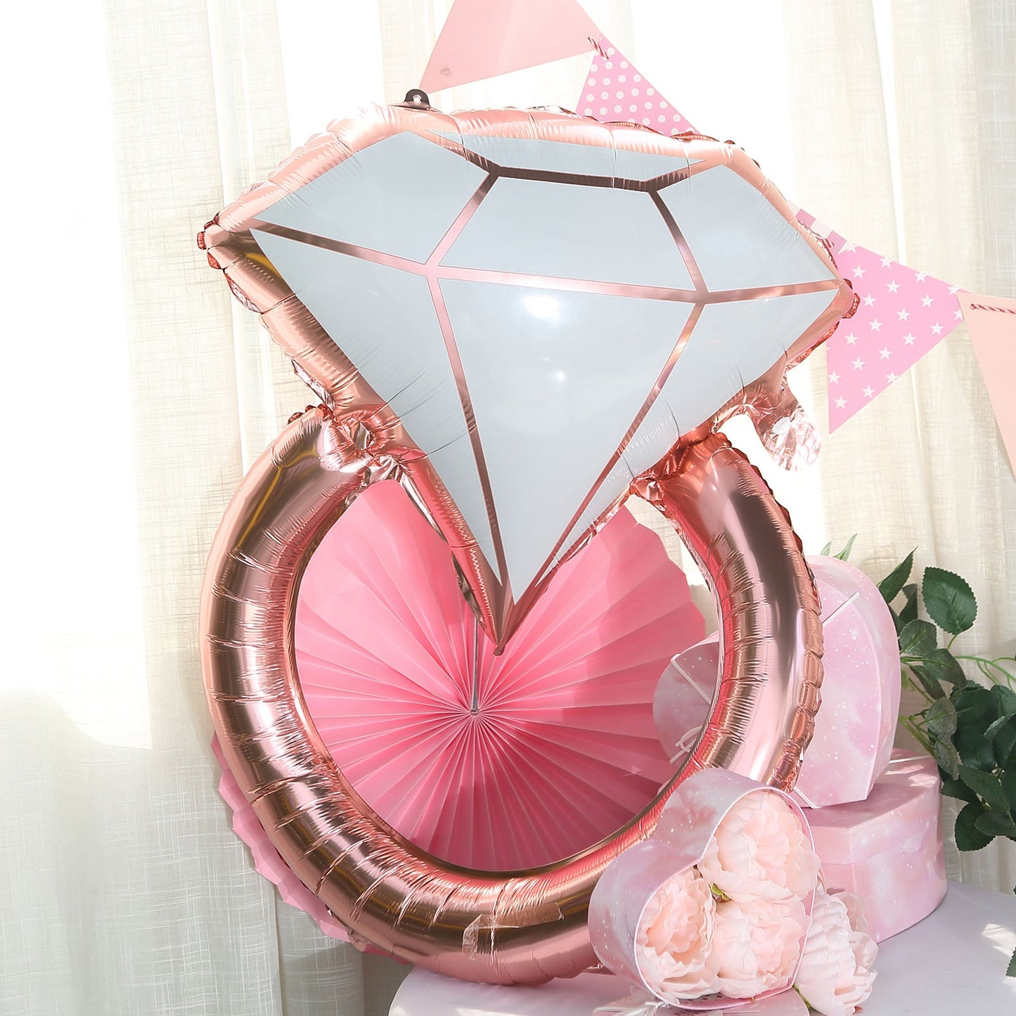 26" Rose Gold Diamond Ring Mylar Balloon