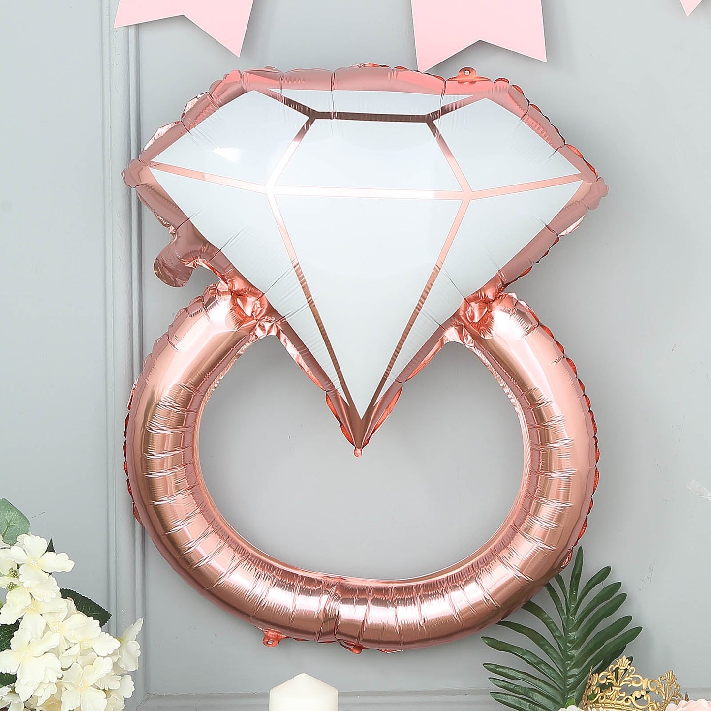 26" Rose Gold Diamond Ring Mylar Balloon