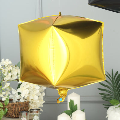 Unique Design of Gold Cube Mylar Balloons