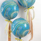 3 Pack Of 13 Inch Marble Sphere Balloons 4D Blue And Gold