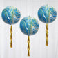 13 Inch 4D Blue And Gold Marble Sphere Balloons 3 Pack