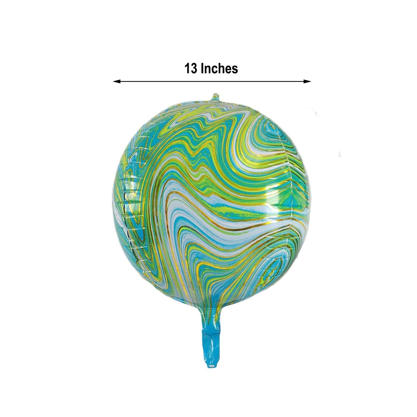 13" Green/Gold Marble Orbz Foil Balloon, 4D Sphere Mylar Balloon