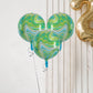 3 Pack | 13" Green Marble Orbz Foil Balloons, 4D Sphere Mylar Balloons