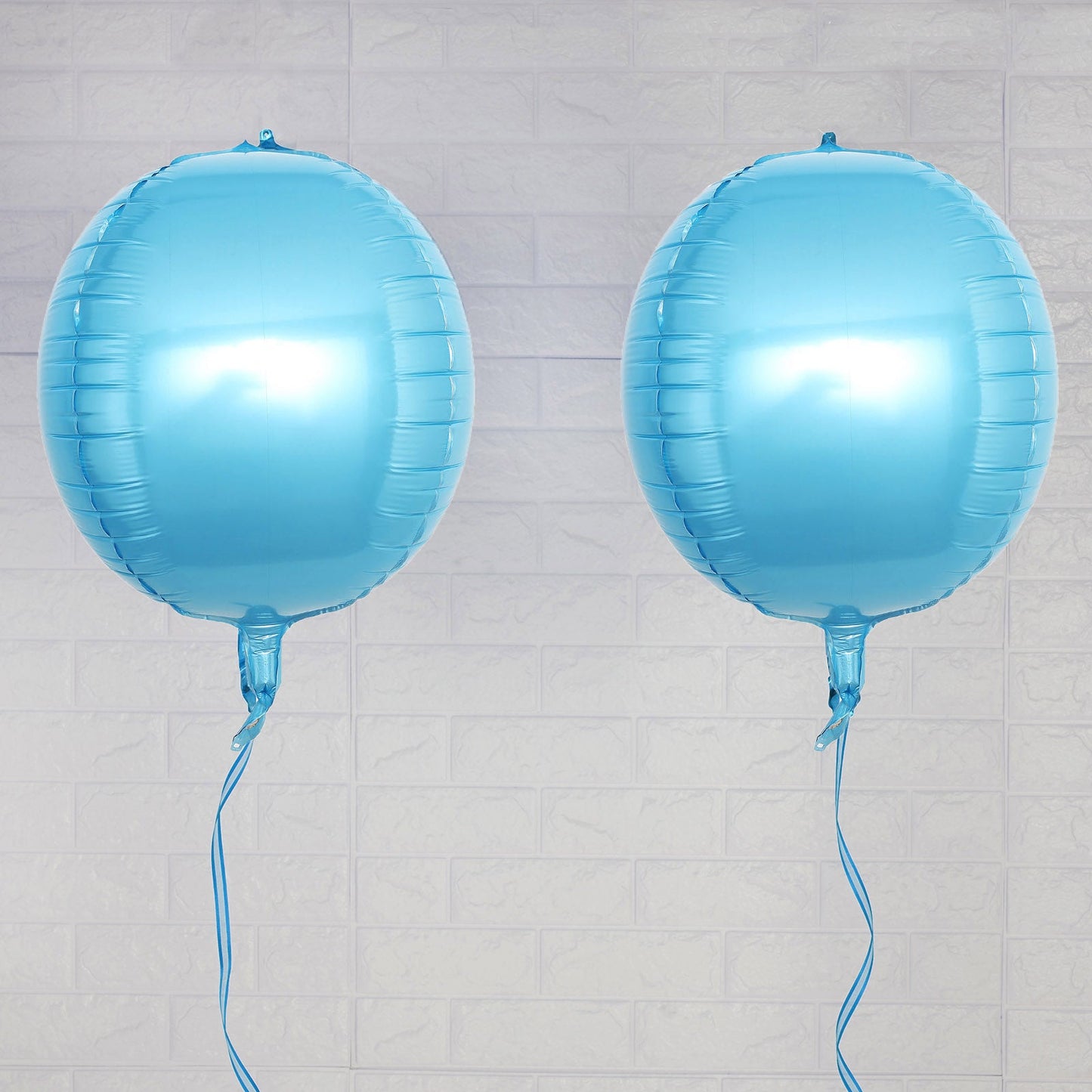 2 Pack | 14" 4D Metallic Blue Sphere Mylar Foil Helium or Air Balloons