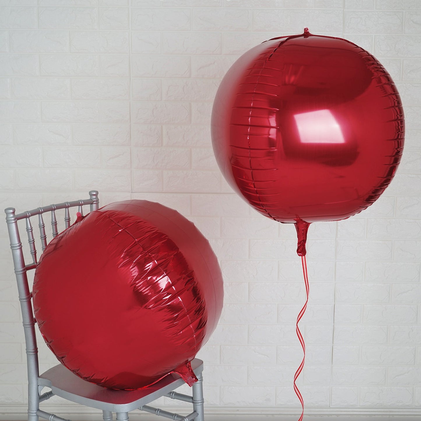 2 Pack | 18" 4D Burgundy Sphere Mylar Foil Helium or Air Balloons