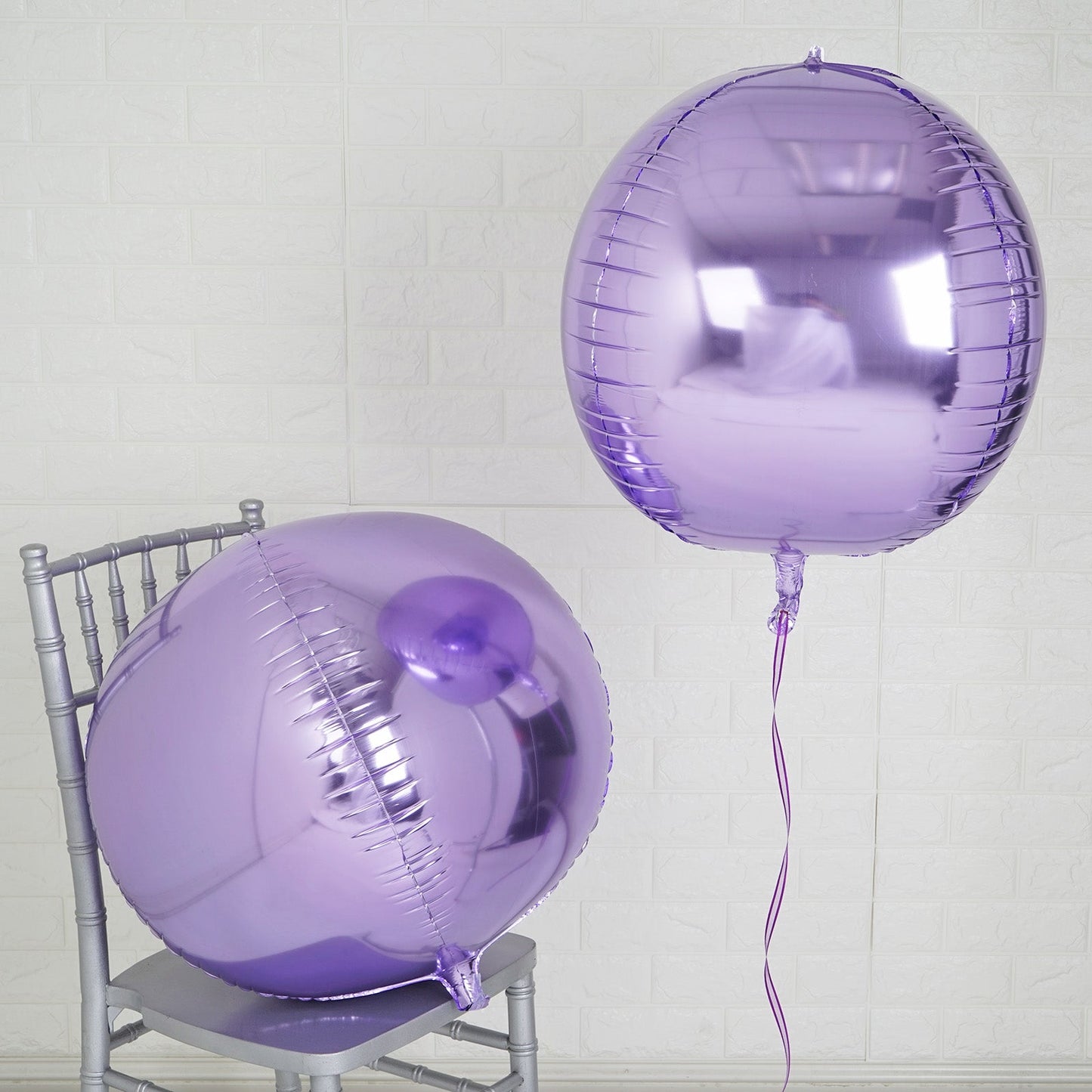 2 Pack | 18" 4D Lavender Lilac Sphere Mylar Foil Helium or Air Balloons