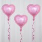 Shiny pink heart mylar foil balloons, 15 inches, 2 pack.