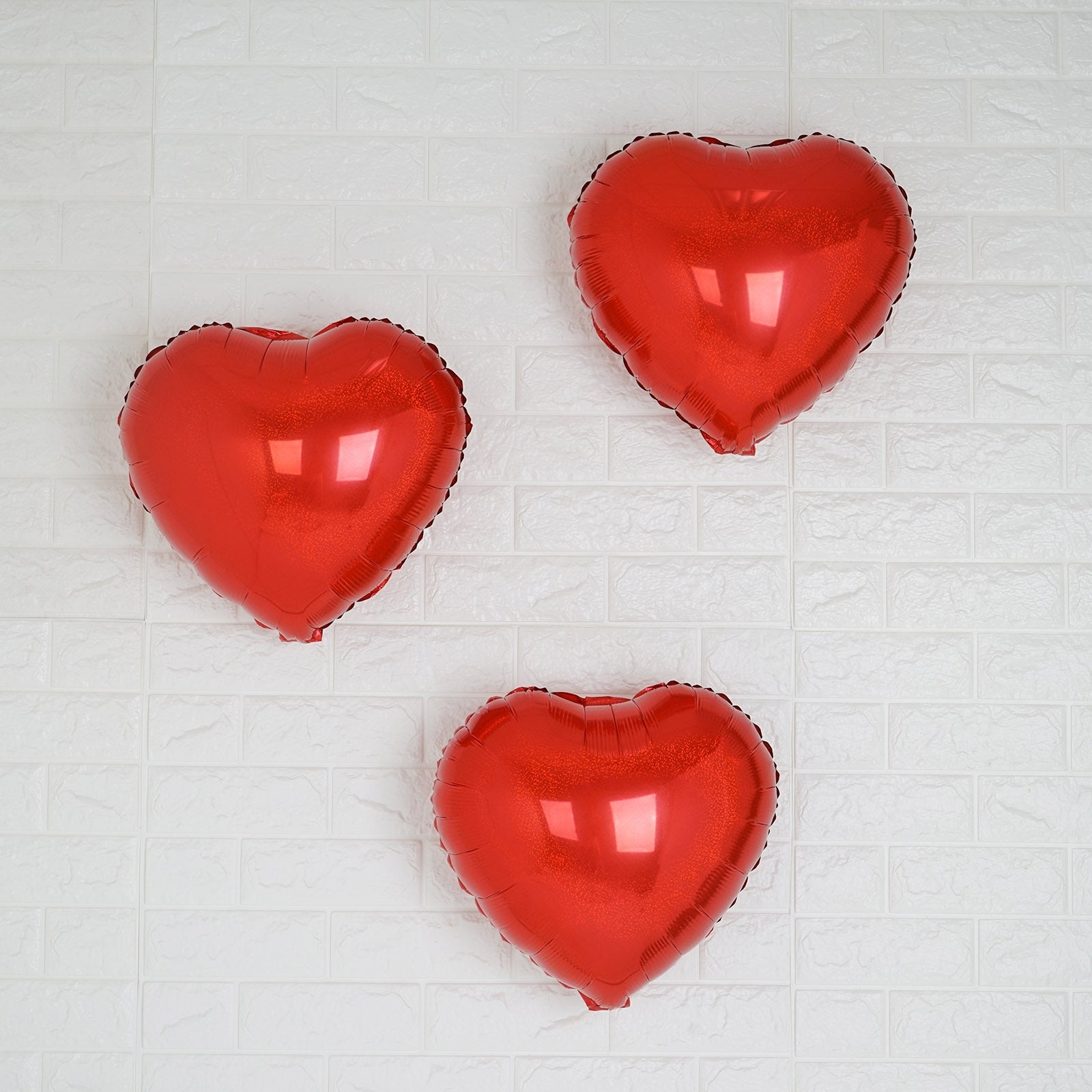 15" 4D Metallic Red Heart Mylar Foil Balloons, 2 Pack