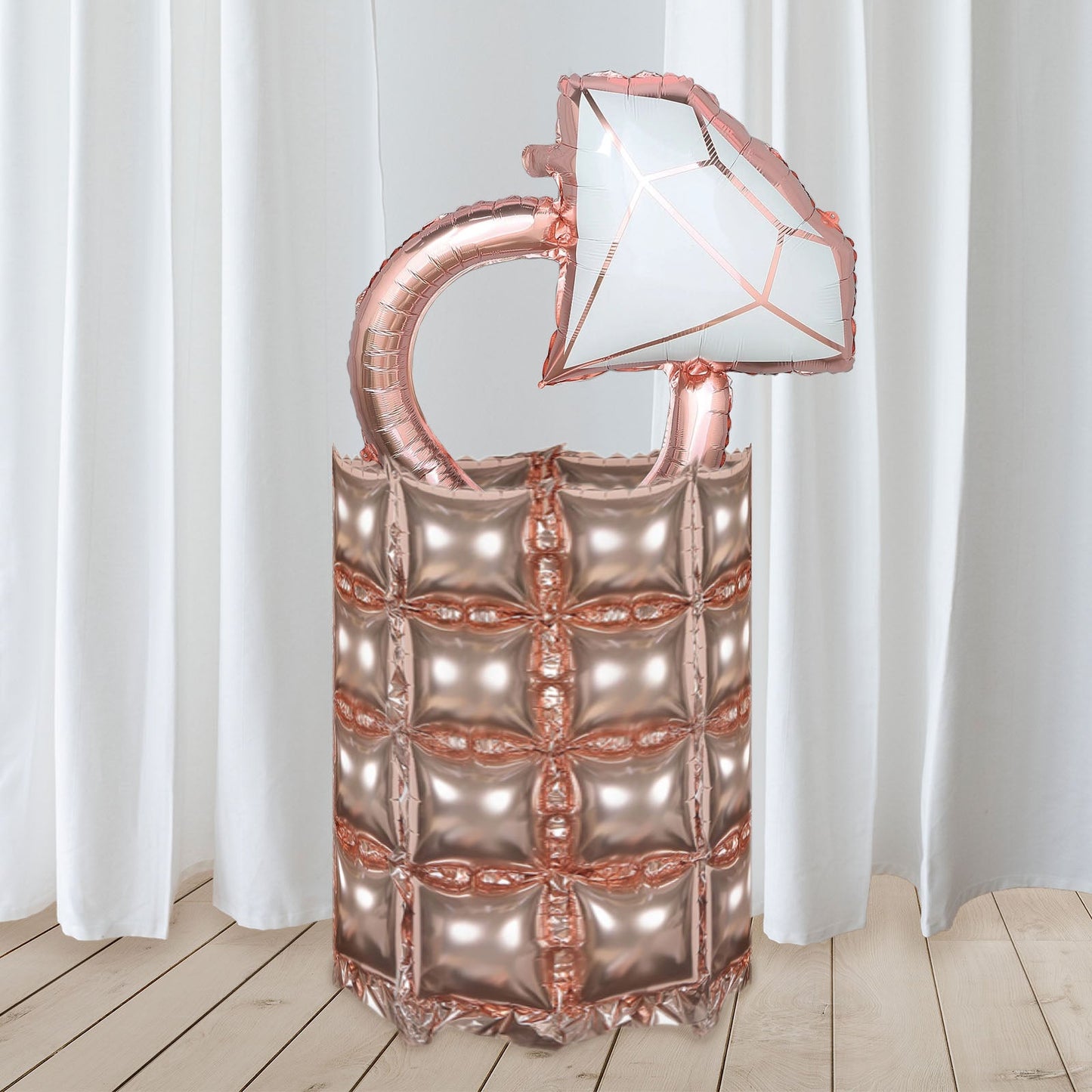 Metallic Blush Rose Gold 43X11 Inch Size Foil Balloon Backdrops 10 Pack Double Rows Square Design