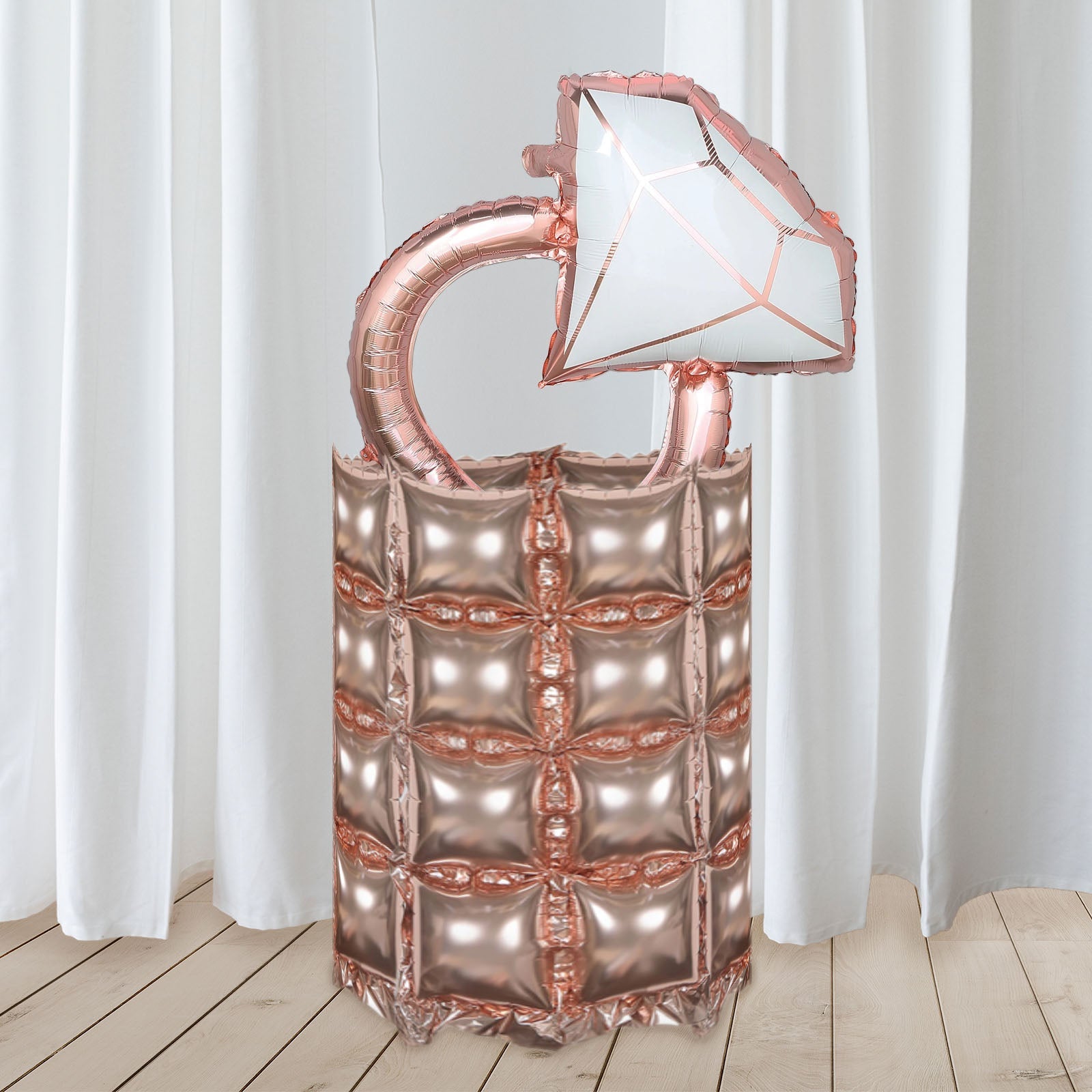 Metallic Blush Rose Gold 43X11 Inch Size Foil Balloon Backdrops 10 Pack Double Rows Square Design
