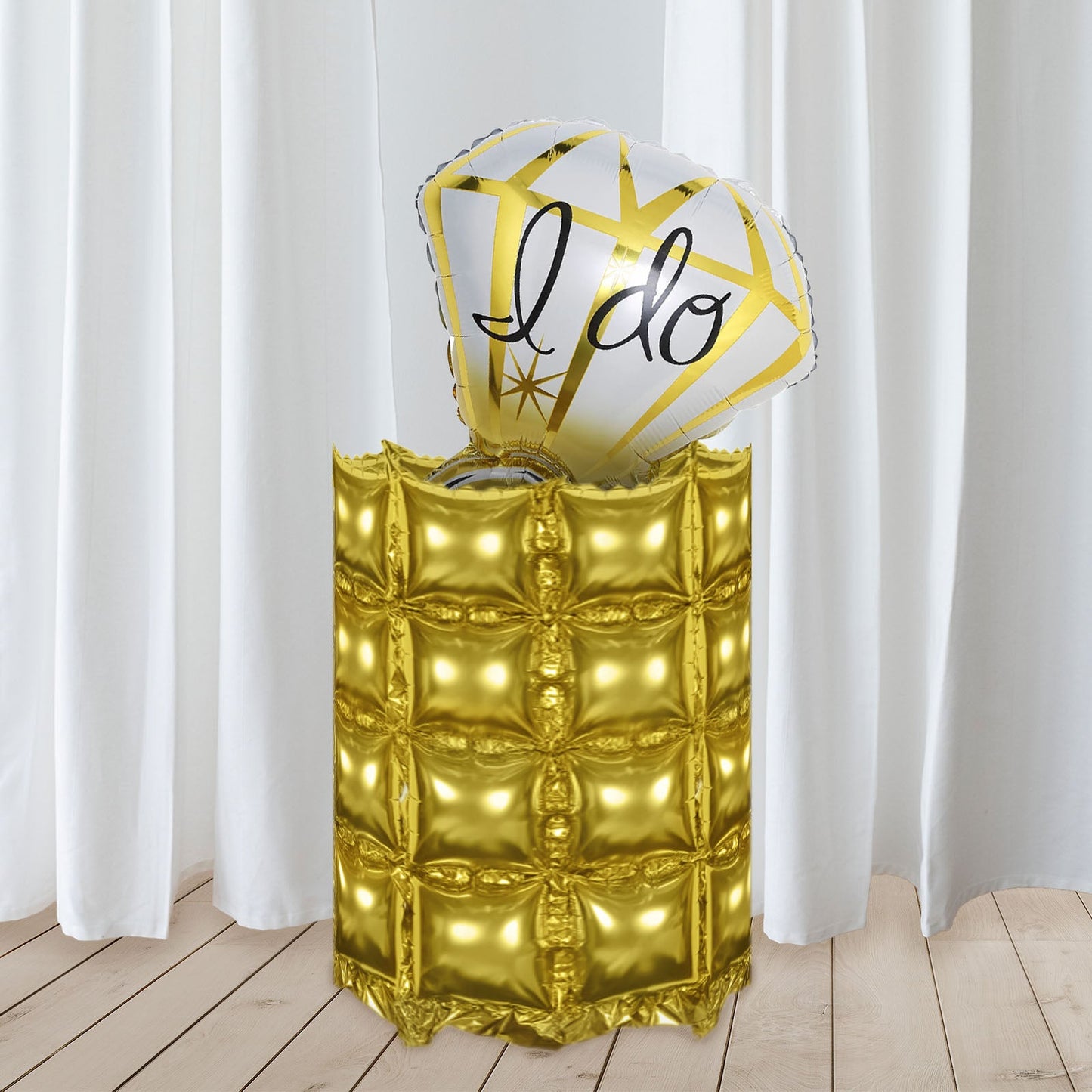 Pack Of Ten Balloon Backdrops In Metallic Gold Featuring Double Rows Square Style Foil Balloons