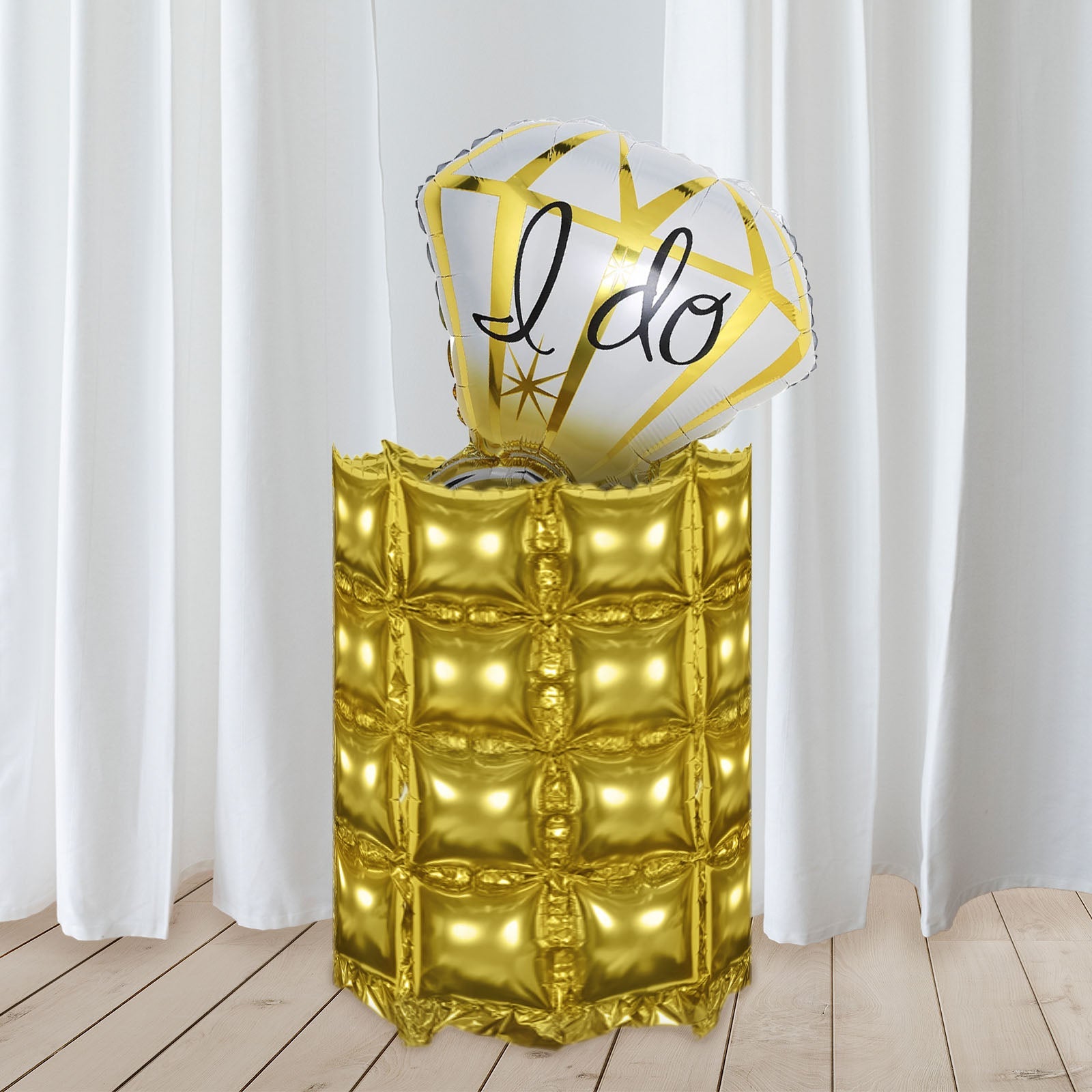 Pack Of Ten Balloon Backdrops In Metallic Gold Featuring Double Rows Square Style Foil Balloons