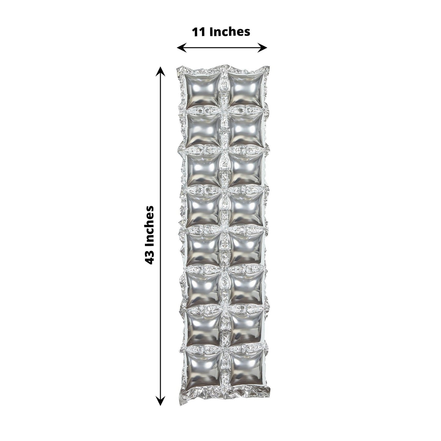 Metallic Silver Foil Balloon Backdrops 10 Pack 43X11 Inch Size Double Rows Square Design