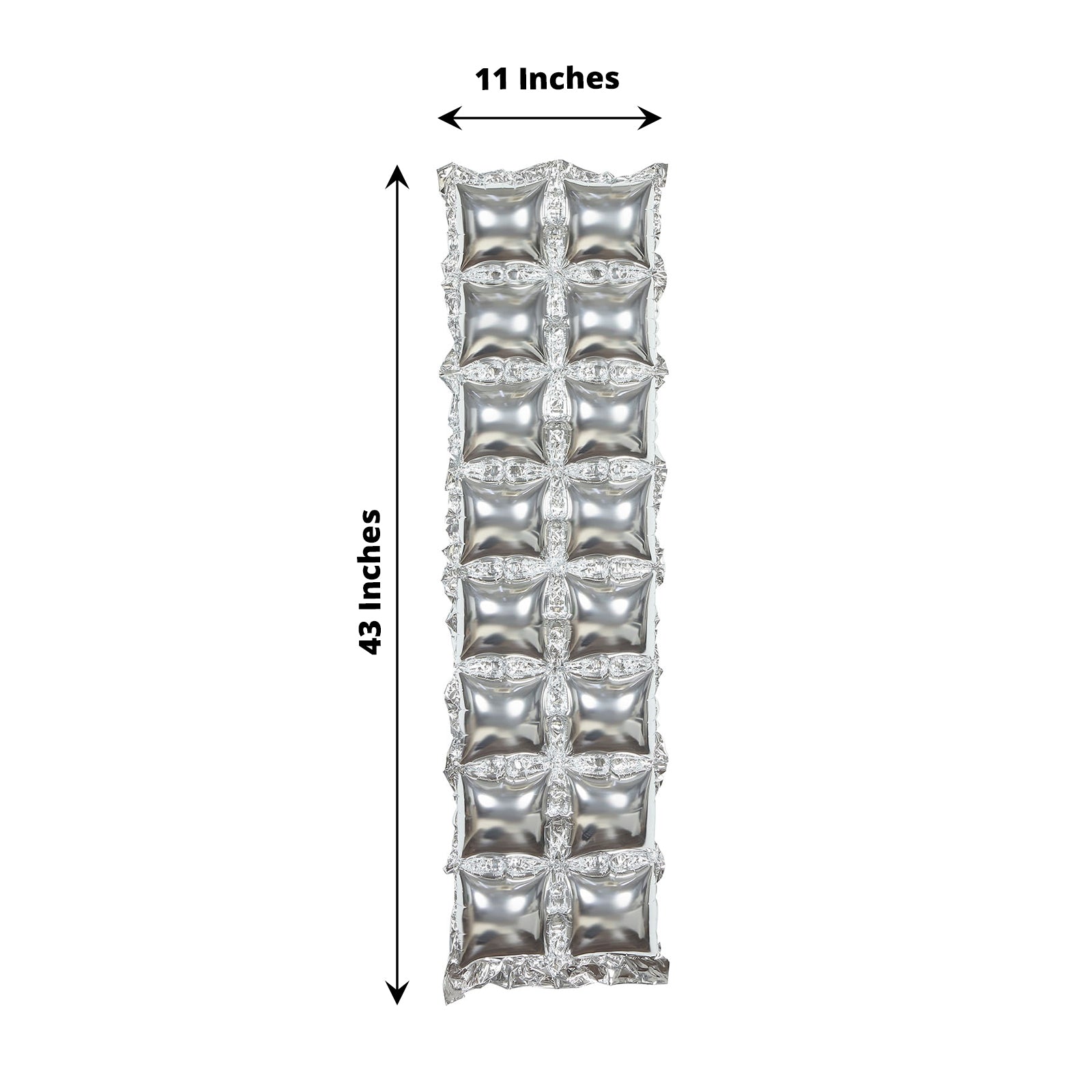 Metallic Silver Foil Balloon Backdrops 10 Pack 43X11 Inch Size Double Rows Square Design