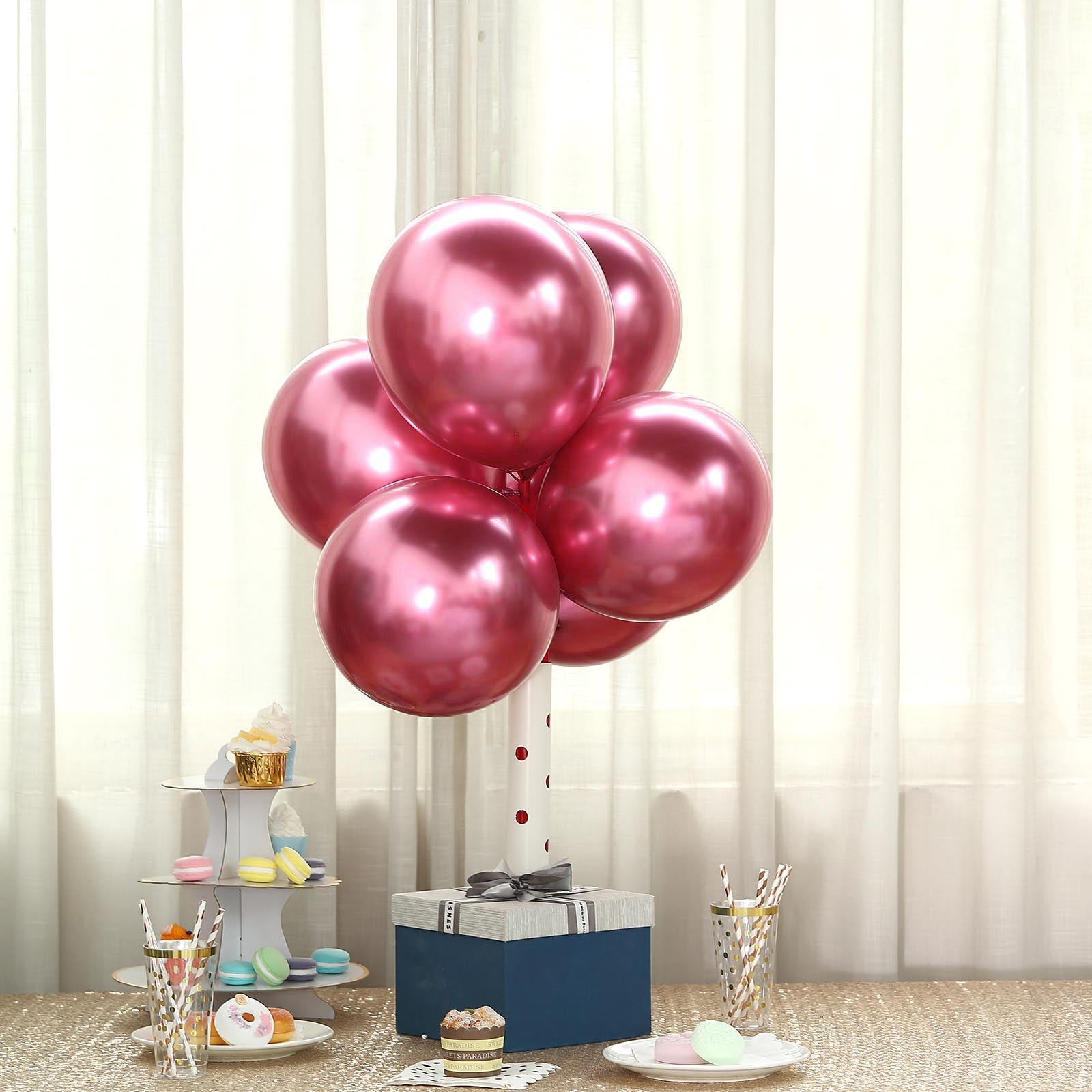 12 Inch Metallic Chrome Pink Air or Helium Latex Balloons 25 Pack