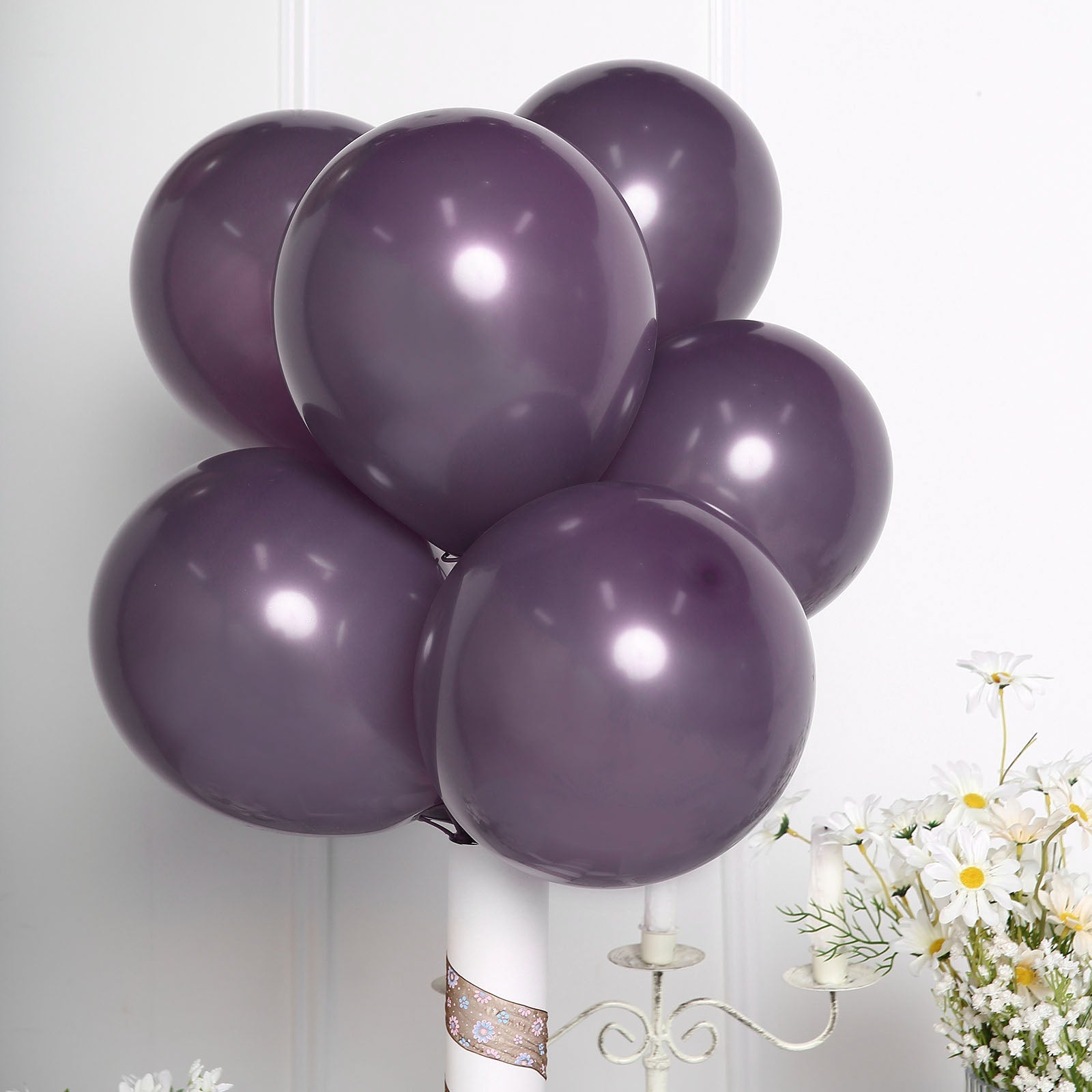 Matte pastel violet amethyst helium/air latex balloons cluster.