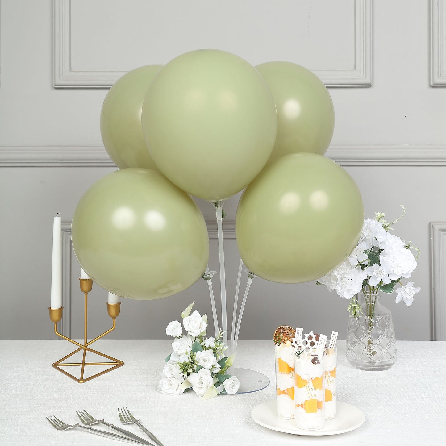 25 Pack | 12" Matte Pastel Olive Green Helium/Air Latex Party Balloons
