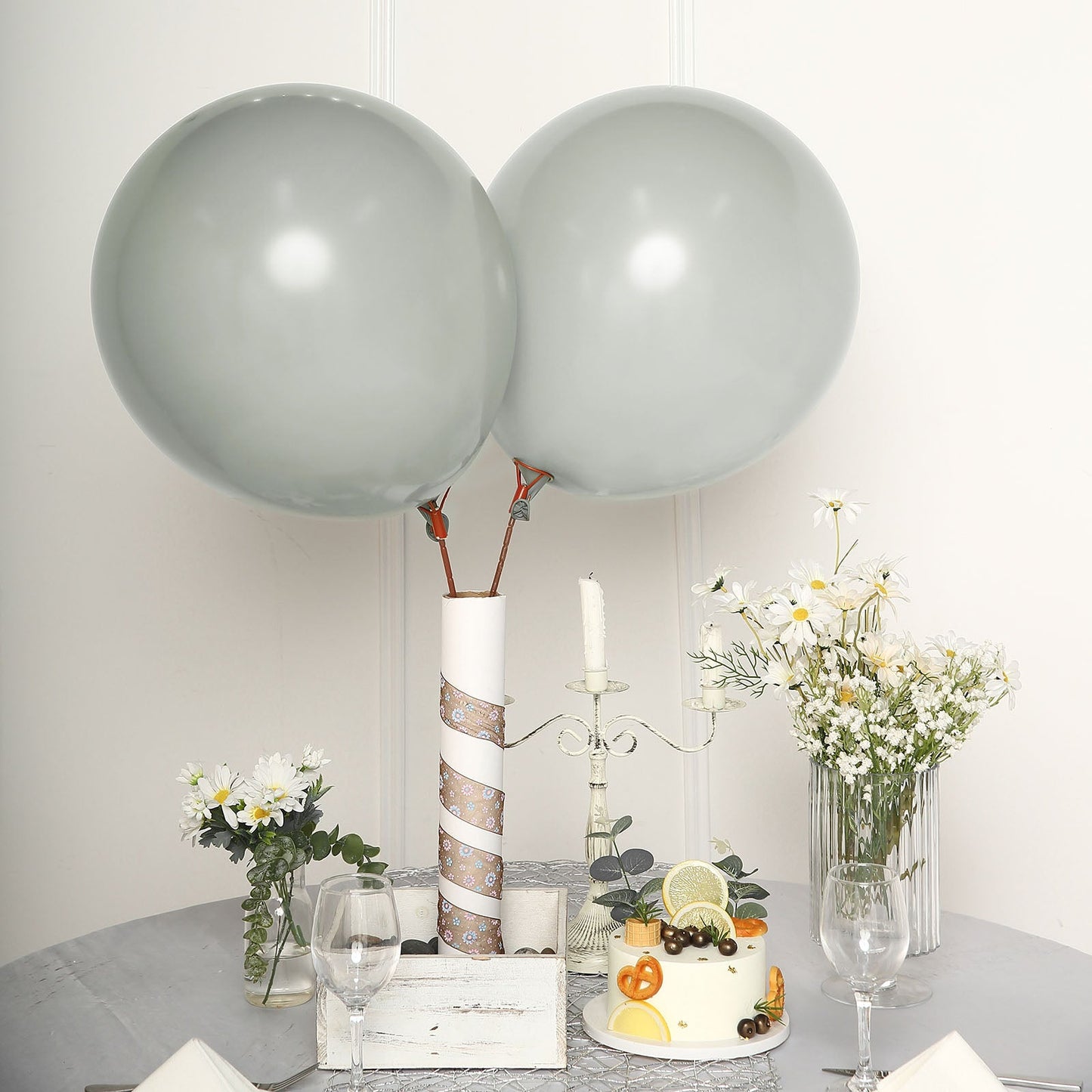 10 Pack | 18" Matte Pastel Silver Helium or Air Latex Party Balloons