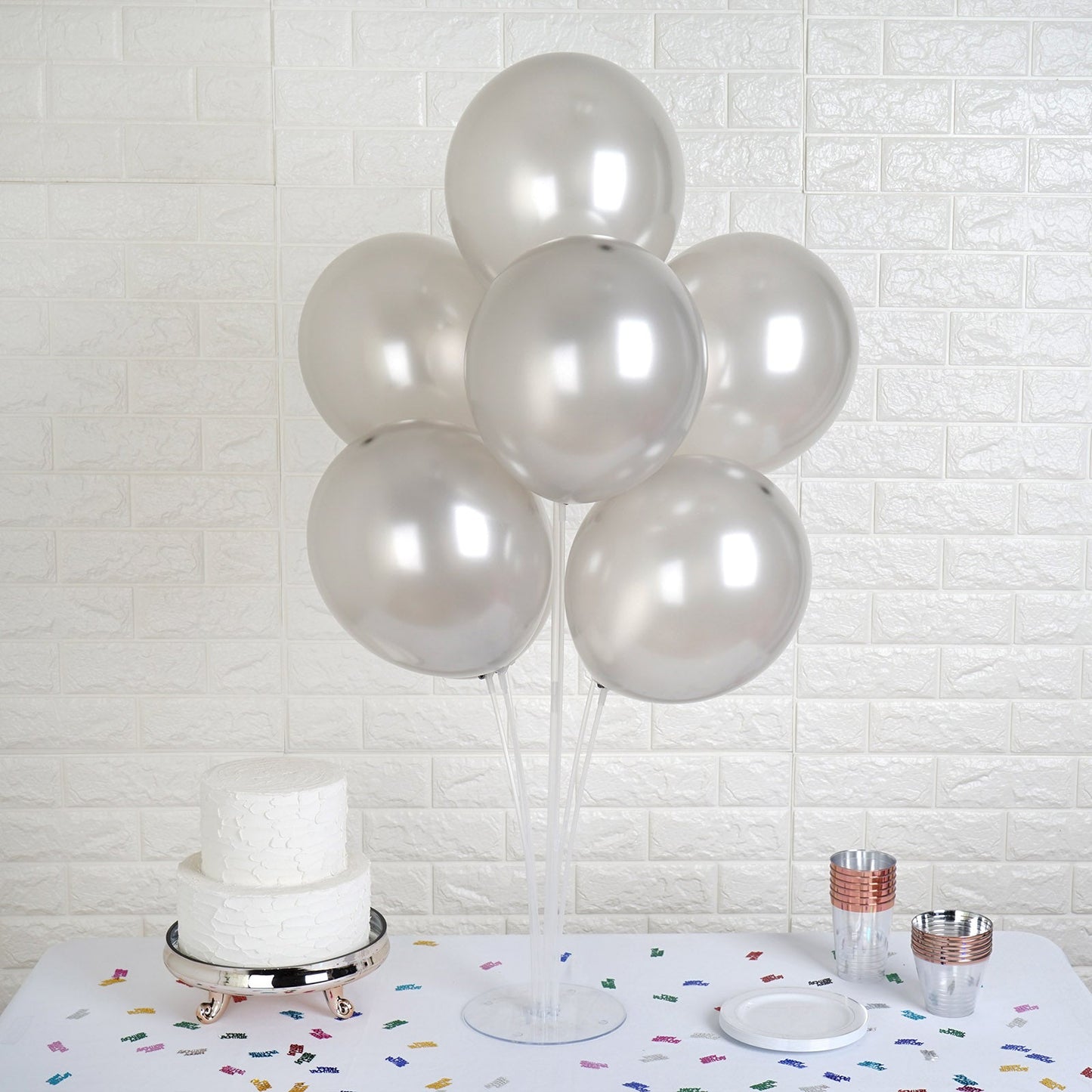 12" Shiny Pearl Silver Latex Balloons - 25 Pack