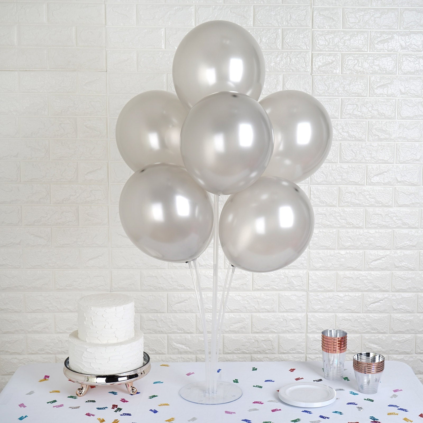 12" Shiny Pearl Silver Latex Balloons - 25 Pack
